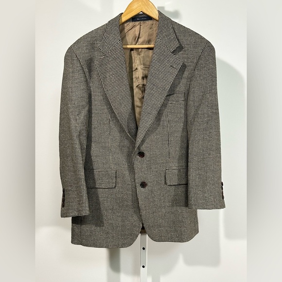 2000 silk + wool Ralph Ralph LaurenHoundstooth Blazer 38S Made in Canada